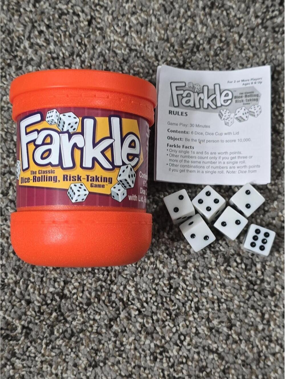 The Classic Farkle Dice Rolling, Risk Taking Game - Orange Cup - by Patch Games